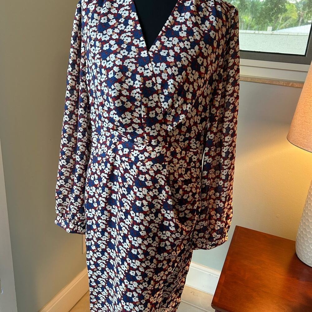 THE KORNER sold by Anthropologie Floral Long Sleeve V-Neck Dress